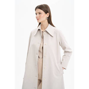 Manteau trench à double boutonnage pour femme, doublé, en tissu raglan, couleur pierre - Product Image 1