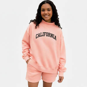 Sudadera de Mujer para Invierno, Estampada, Holgada, con Forro, Bordado, Cuello Alto Simulado, Estilo Sigma Nu, Vintage, Hombros Caídos, Manga Larga - Product Image 5