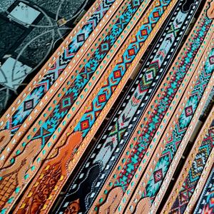 Luxurious Floral Hand Carved & Colorful Painted Beaded Western Cowhide Leather Alloy Buckle Cowboy & <b>Cowgirl</b> Rodeo <b>Belt</b> Custom - Product Image 3