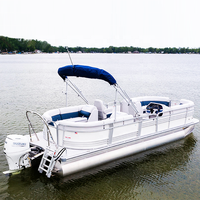 Luxuriöses geschweißtes Aluminium-Pontonboot für Wasserpartys, optional in verschiedenen Farben, mit 90 PS Außenborder, Sport- und Angelboot, Freizeitboot zum Fabrikpreis