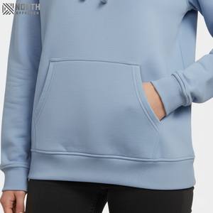 Sudaderas con capucha para mujer estilo coreano 70% algodón 30% poliéster reciclado gris medio Sudadera ligera Regular sudaderas con capucha de punto - Product Image 5
