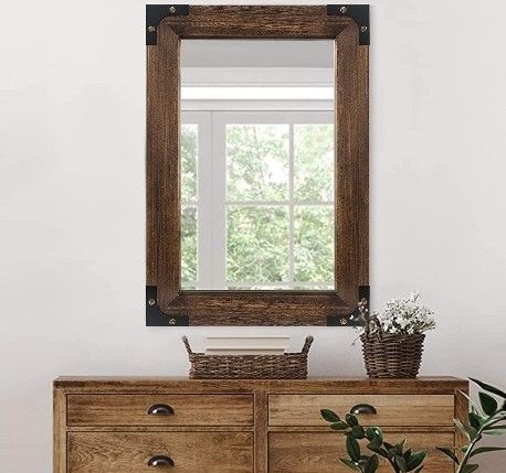 Ornate Handmade Round Wooden Wall Mirror Frame with Floral