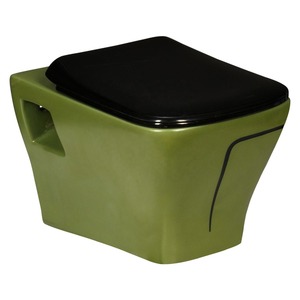 Inodoro de una pieza de cerámica para baño, inodoro montado en el suelo, diseño amarillo de lujo personalizado de buena calidad, línea negra, inodoro de colores - Product Image 4