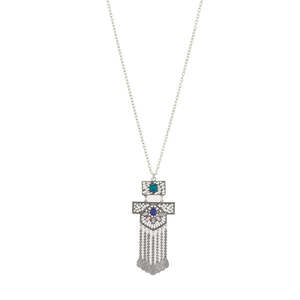Collier Urthn Boho 1111419C Chaîne suspendue en pierre de résine avec finition rhodium pour fête en alliage de zinc - Product Image 1