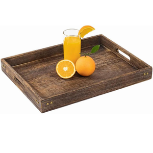 Bandeja grande de madera para servir con asas, bandeja rectangular para servicio de desayuno, patrones de bandeja de café, servir alimentos, bebidas, 2024 - Product Image 4