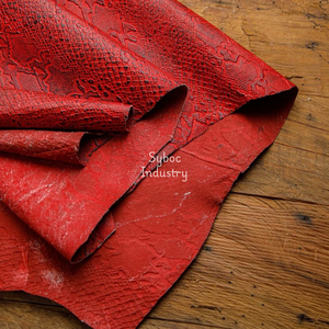 Materiale in pelle grezza elegante pelle di serpente goffrato <span class=keywords><strong>Python</strong></span> rosso Texture Custom Design in vera pelle uso per la realizzazione di borse - Product Image 1