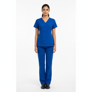 Vente en gros de nouveaux ensembles d'uniformes médicaux unisexes en tricot à col en V et manches courtes, personnalisables, en polyester/coton, avec détection d'aiguilles - Product Image 2