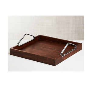 Plateau de service personnalisé en bois avec poignée en métal Plateau à dessert produit de qualité durable dernière conception - Product Image 4