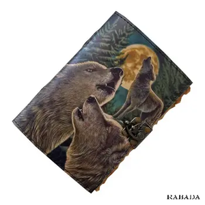 Wolf Leather Printed Style Design Handmade <b>Journal</b> 100 Deckle Edge Vintage Paper Notebook Book of Shadows - Product Image 3