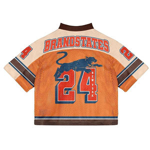 Maillot de football américain court en polyester 100% personnalisé uniforme en maille Streetwear surdimensionné avec maillot de football à manches courtes - Product Image 4