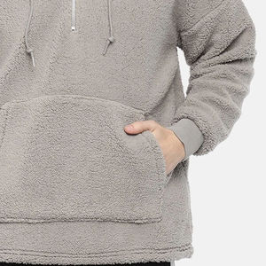 Sweat à capuche en polaire Sherpa pour hommes entièrement fait sur mesure pour l'hiver-Col à capuche populaire en tissu de flanelle tricoté solide avec teinture unie - Product Image 2