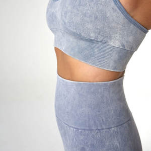 Ensemble de yoga pour femmes en tissu recyclé écologique à séchage rapide, 3 pièces, soutien-gorge de sport, leggings taille haute, haut court - Product Image 5