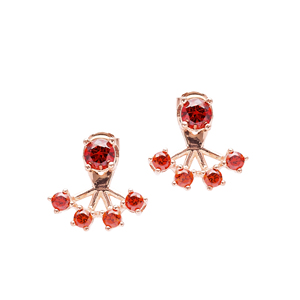 Orange Stone Round Design CZ Geometric Shape Ear <b>Jackets</b> Woman Earrings Turkish Handmade 925 Sterling <b>Silver</b> Jewelry - Product Image 3