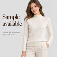 Pull en laine 100% pour femme FNJIA, blanc, col montant, bordure côtelée, coupe slim, tricot doux, automne-hiver, tenue décontractée de bureau pour femmes