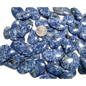 Pierre précieuse en jaspe bleu de qualité AAA, pierre naturelle polie, cabochon en jaspe bleu, prix de gros, lot de pierres à motifs tachetés - Product Image 4