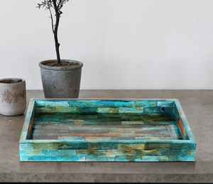 Plateau décoratif rectangulaire en incrustation d'os raffiné fait à la main avec un artisanat complexe idéal pour une utilisation de cadeaux de luxe - Product Image 5