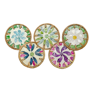 eco-friendly woven rattan placemats and seagrass coasters - round <b>plate</b> <b>chargers</b> for vintage living space - Product Image 5