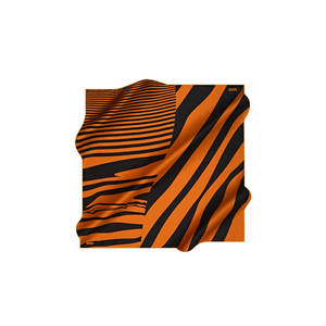 Striped Silk Square Scarf in Orange and Black - Product Image 1