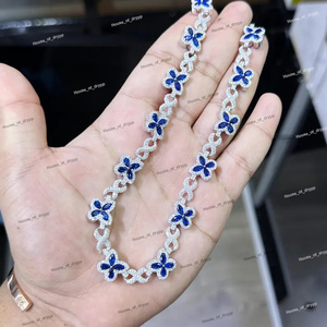 Moissanite 925 Silver <b>Butterfly</b> Necklace With Blue Stone Details And Pave Link Design For Stylish Jewelry - Product Image 3