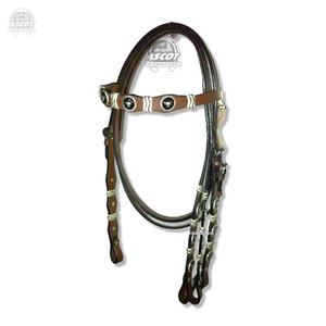 Brida de caballo de cuero genuino de alta calidad en estilo inglés para equipo ecuestre negro marrón al por mayor - Product Image 6