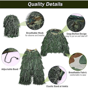 <span class=keywords><strong>Tuta</strong></span> 5 in 1 Ghillie 3D <span class=keywords><strong>Camouflage</strong></span> da caccia abbigliamento tra cui giacca pantaloni cappuccio borsa per il trasporto adatto per bambini Unisex adulti - Product Image 3