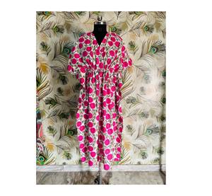 Kaftan Kimono en coton pur à imprimé floral, léger, vêtement de plage d'été, fabriqué à la main, long kaftan, luxe, doux, traditionnel - Product Image 1