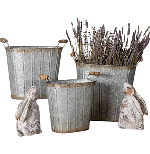 Premium Simple <b>Bucket</b> Style Galvanized Storage Container Multipurpose Organizer Ideal For Garden Supplies Uses And Outdoor Use - Product Image 5