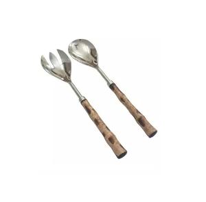 Juego de cubiertos de metal de dos nuevo diseño juego de cubiertos con mango de madera nuevo servidor de ensalada para ensalada nuevo juego de cubiertos duradero de gran venta - Product Image 1