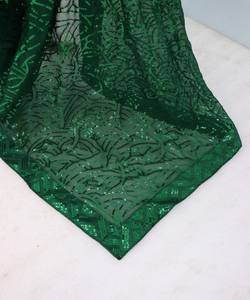 DESIGNER GEORGETTE BORDADO Y SECUENCIA TRABAJO SAREE CON BLUSA SIN TITCHED PARTY WEAR AL POR MAYOR ETHNICGARMENT GREEN - Product Image 3