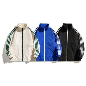 Veste coupe-vent décontractée à capuche, imperméable, respirante, en toile froissée, polyester, blocs de couleur, fermeture éclair, design personnalisé OEM - Product Image 1