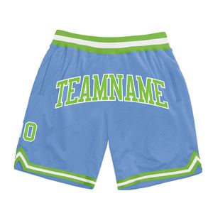 Industrie Direct Engro Sportswear Basketball <b>Shorts</b> Custom Light Blue Neon Green-<b>White</b> Authentic Throwback Basketball <b>Shorts</b> - Product Image 1