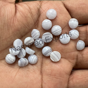 Agate bleue naturelle en dentelle 7x7mm Cabochon rond toutes les tailles disponibles dos plat fabrication de bijoux pierre pierres précieuses en vrac - Product Image 2