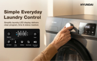Lave-linge frontal entièrement automatique HYUNDAI 9 kg avec moteur BLDC à inversion, 1200 tr/min, cuve en acier inoxydable, écran LED