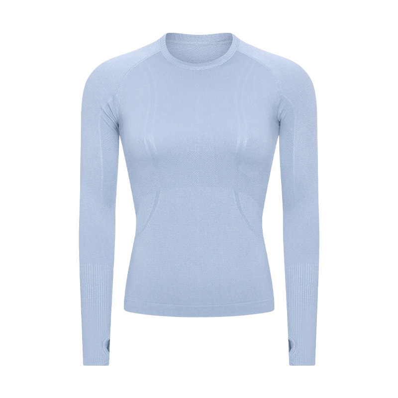 Women's Long Sleeve Solid Sportswear Top Seamless Yoga T-shirt Thumb Holes Slim Fit Gym Fitness Running Workout Wear Spandex