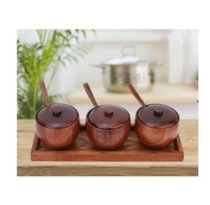 Pot à épices en bois de qualité supérieure pour l'organisation de la cuisine et la cuisine indienne traditionnelle - Product Image 1