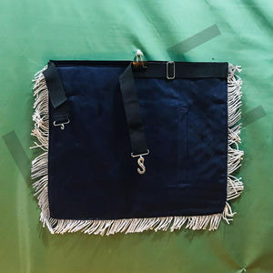 Delantal Masónico de Alta Calidad para Maestro Masón, Bordado a Mano en Negro y Plateado, con Flecos y Diseño de Columnas - Product Image 2