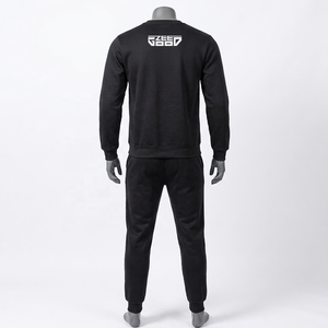 Men's Black <b>Sweatshirt</b> Set Crew Neck Long Sleeve Tracksuit Casual Sportwear With <b>White</b> Logo Print Autumn Wear Sweat suits - Product Image 5
