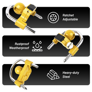 Verrou de remorque universel jaune avec coupleur de boule de remorquage à combinaison, compatible avec les supports de remorque de 1-7/8'', 2'' et 2-5/16'' - Product Image 6