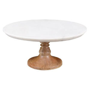 Haute qualité forme ronde marbre et bois gâteau affichage organisateur métal piédestal gâteau support pour hôtels Restaurants mariages - Product Image 1
