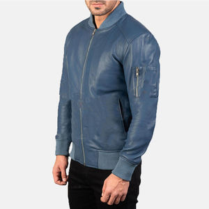 Men's Winter Formal Leather Jacket High Quality <b>Covered</b> <b>Button</b> Closure Long Sleeves Custom Color Logo Modern Design Low Price - Product Image 4