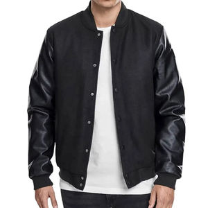 Chaqueta Varsity de Cuero PU Personalizada para Hombre, Estilo Urbano, con Mangas Personalizadas, Fabricantes de Ropa Personalizada - Product Image 1