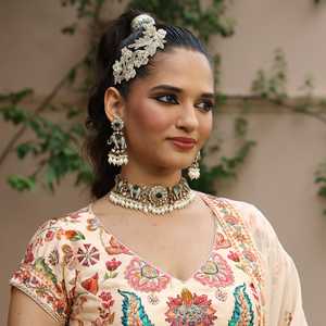 Elephant Design <b>Necklace</b> & <b>Earrings</b> with <b>Pearl</b> & Green Stone Fashion Jewelry <b>Sets</b> - Product Image 4