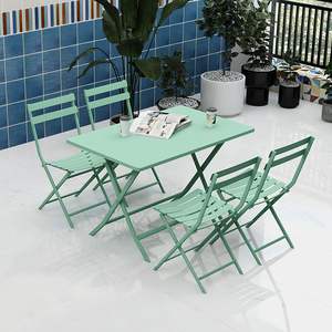Set di 5 Pezzi Tavoli e Sedie Pieghevoli in Metallo per Giardino, Patio e Balcone, Arredamento da Esterno, Sedie Pieghevoli per Caffetteria, Set da Pranzo Pieghevole - Product Image 3