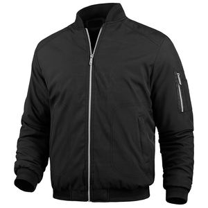 Chaqueta bomber ligera para hombre, ropa de abrigo informal con cremallera frontal con dobladillo acanalado, bolsillos laterales y diseño de manga larga - Product Image 1