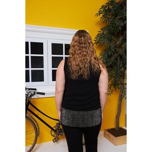 Blusa de Gasa Negra para Mujer Talla Grande RMG con Forro Interior, Elegante Top Tejido de Verano para Uso Diario y Oficina - Product Image 4