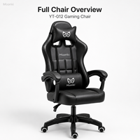 Chaise de bureau ergonomique de direction en cuir PU avec soutien lombaire réglable, appui-tête et rotation à 360°, design contemporain