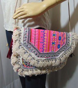 Bolso de mano de algodón de gran capacidad para mujer estilo bohemio hecho a mano, bandolera bordada Vintage, portátil - Product Image 2