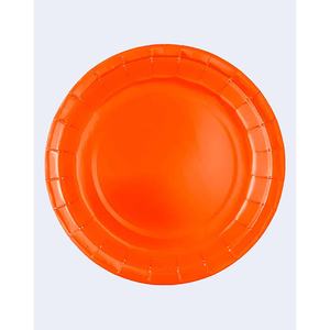 Platos de Papel Naranja para Fiesta, 23 cm, Desechables, Paquete de 12 Unidades - Product Image 1