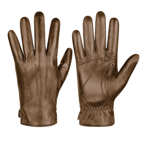 Gants de travail d'hiver en cuir extérieur robustes personnalisés marron pour hommes gants en cuir chauds doublés en polaire isolés - Product Image 1