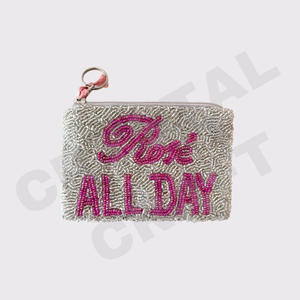 Rose All day Seed Beaded Coin Pouch Wallet Beautiful <b>Fashionable</b> <b>Accessory</b> with <b>Fashionable</b> <b>Accessory</b> Features - Product Image 1